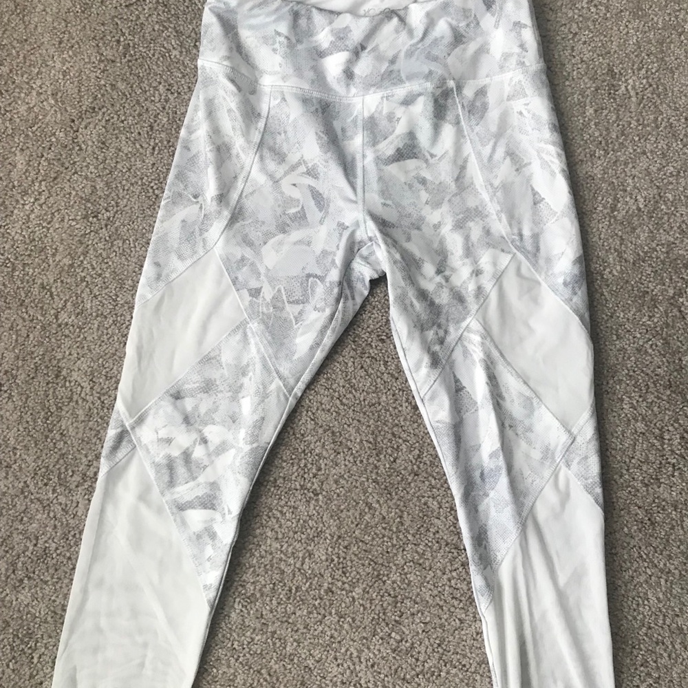 White mesh workout leggings